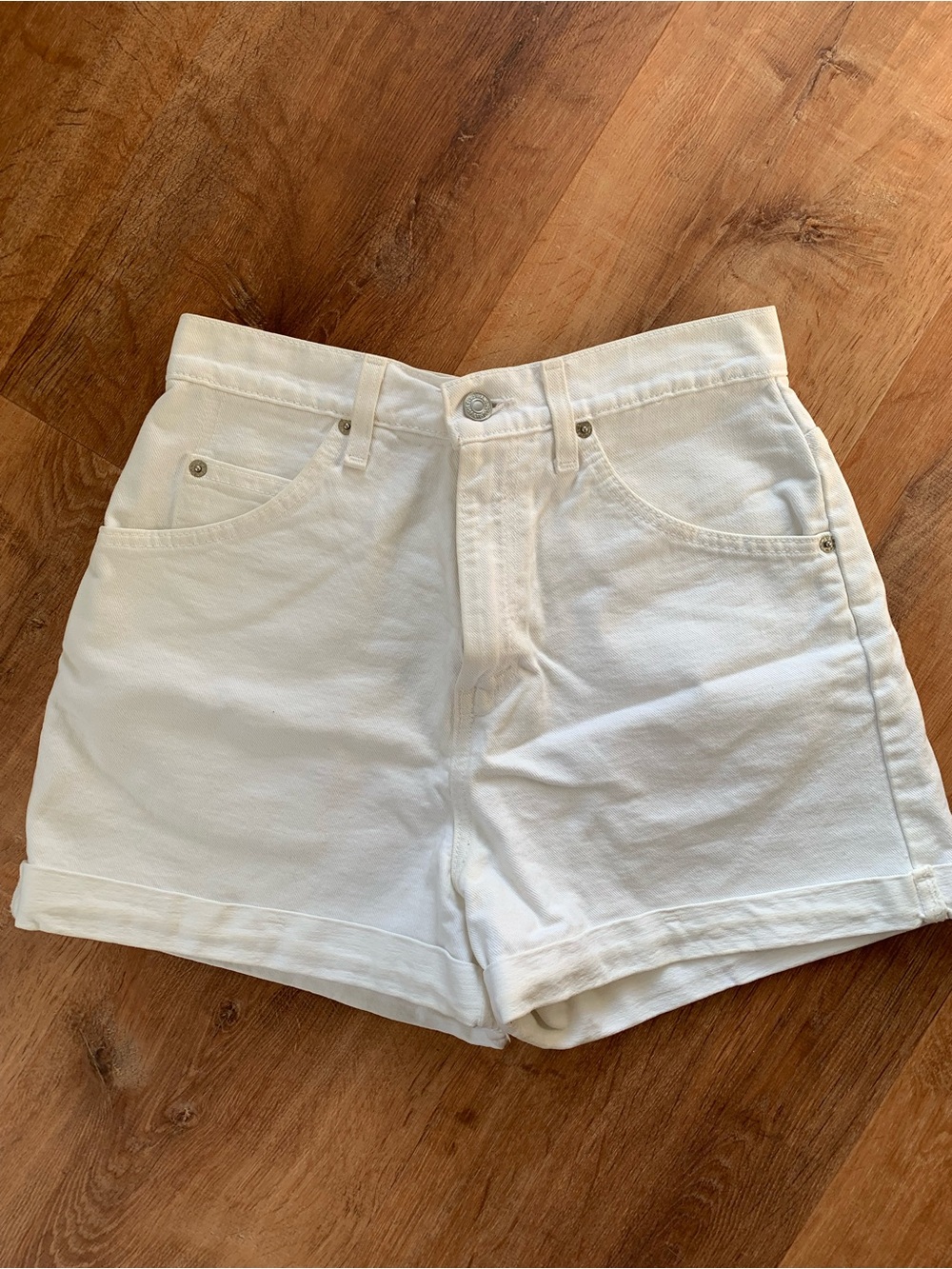 Levi's White High-Rise Denim Shorts